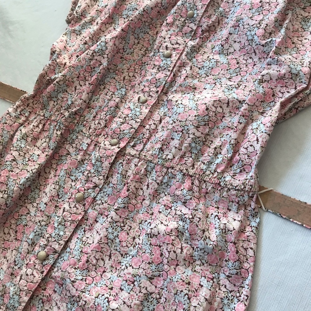 Vintage Floral Pink Belted Button Down Cotton Dress - Picture 8 of 14